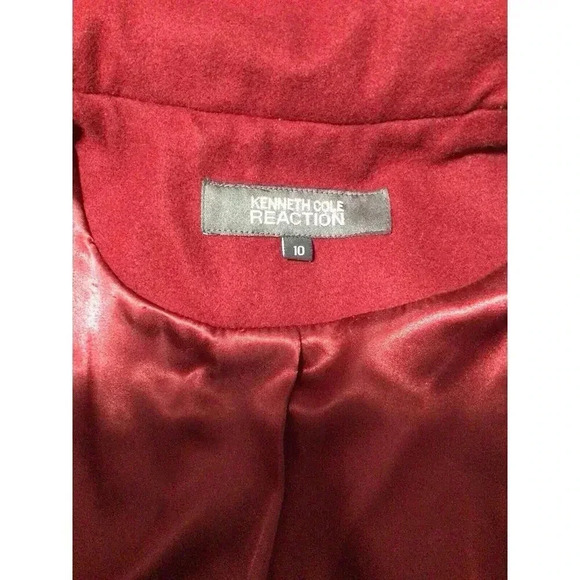 Kenneth Cole Reaction Women’s Coat Wool Blend Cranberry Burgundy Red Size 10 - Picture 6 of 7